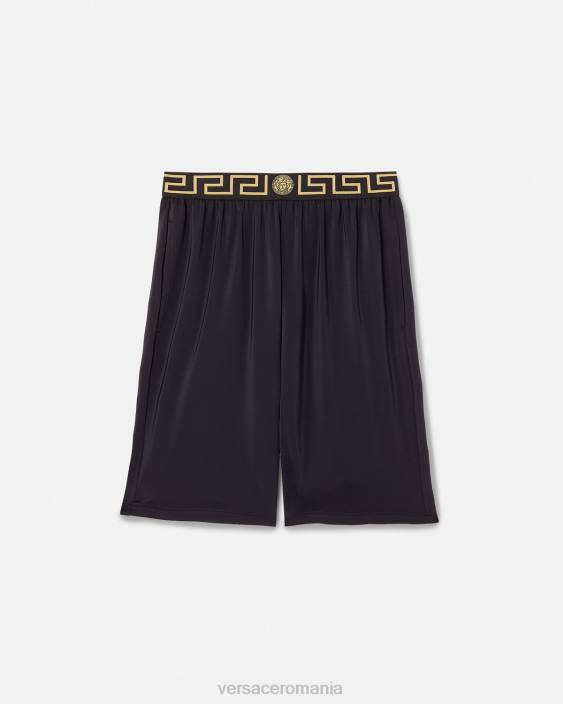 negru greca border long boardshorts Versace bărbați îmbrăcăminte 40L61455
