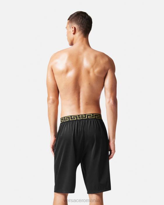 negru greca border long boardshorts Versace bărbați îmbrăcăminte 40L61455