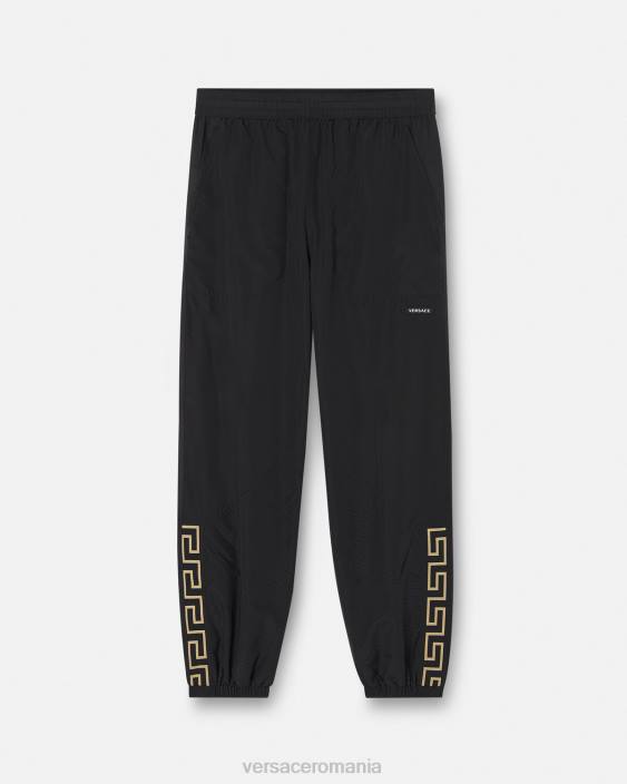 negru pantaloni de sport greca nylon gym Versace bărbați îmbrăcăminte 40L61453
