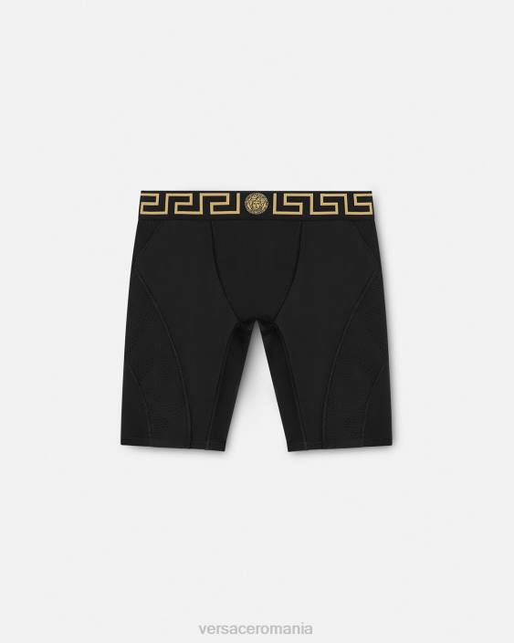 negru pantaloni scurți greca de biciclete Versace bărbați îmbrăcăminte 40L61456