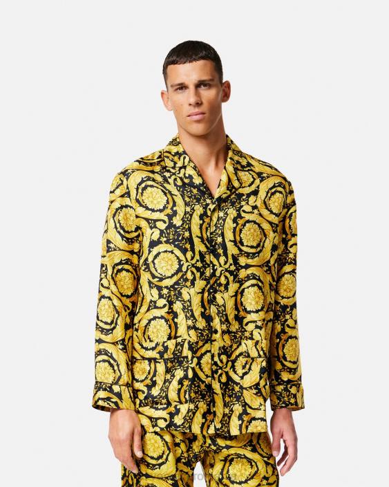 imprimare cămașă de pijama din mătase cu imprimeu barocco Versace bărbați lenjerie intimă și îmbrăcăminte de plajă 40L61735