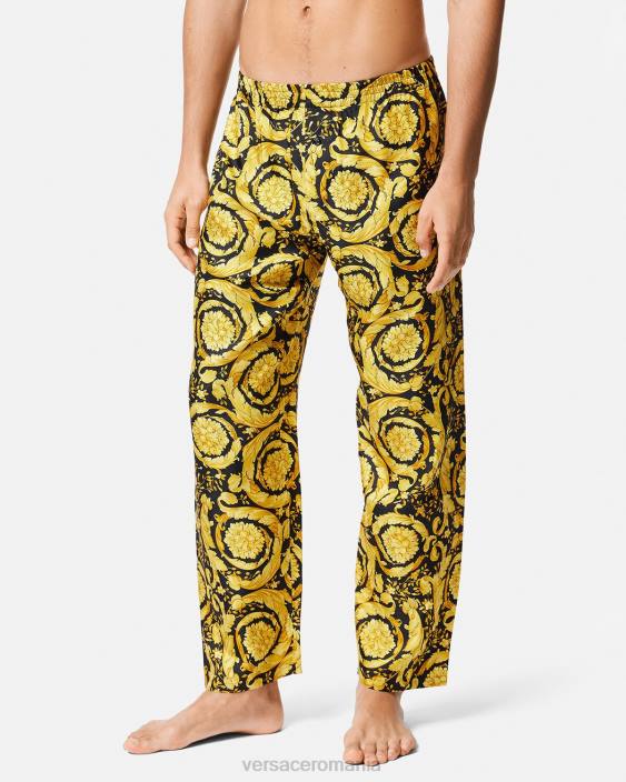 imprimare pantaloni de pijama din mătase cu imprimeu barocco Versace bărbați lenjerie intimă și îmbrăcăminte de plajă 40L61736