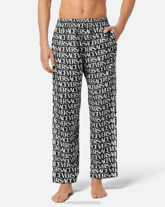 negru și imprimat pantaloni de pijama peste tot Versace bărbați lenjerie intimă și îmbrăcăminte de plajă 40L61738