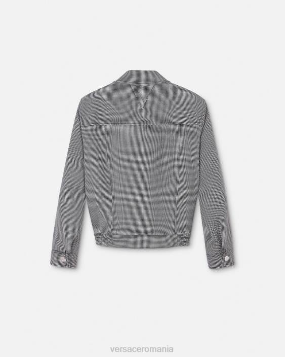 alb negru jachetă cu fermoar din picior de găin Versace bărbați îmbrăcăminte 40L61259