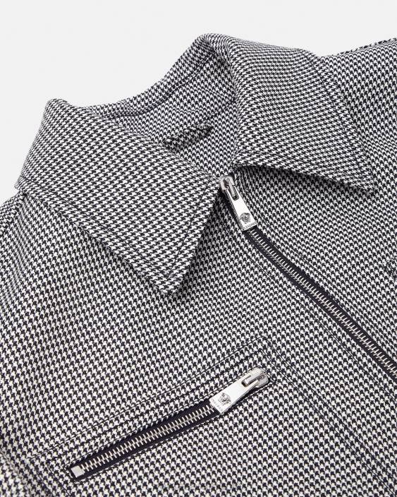 alb negru jachetă cu fermoar din picior de găin Versace bărbați îmbrăcăminte 40L61259