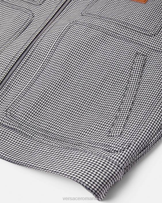 alb negru jachetă cu fermoar din picior de găin Versace bărbați îmbrăcăminte 40L61259