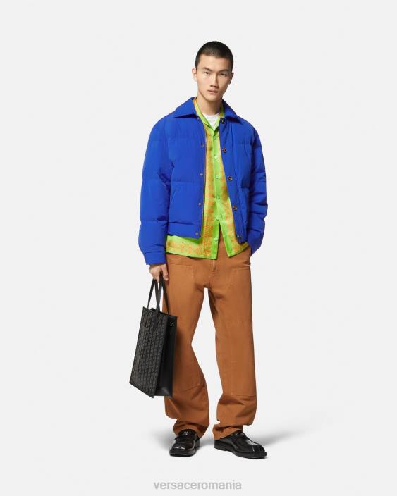 albastru jachetă puf bluson medusa Versace bărbați îmbrăcăminte 40L61253