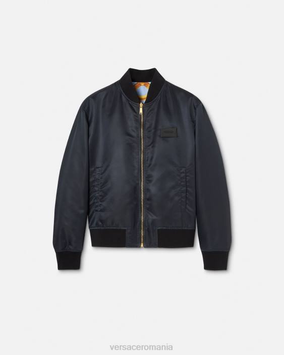 albastru si auriu jachetă bomber reversibilă barocco 660 Versace bărbați îmbrăcăminte 40L61240