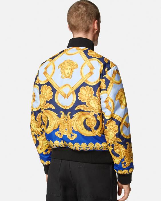 albastru si auriu jachetă bomber reversibilă barocco 660 Versace bărbați îmbrăcăminte 40L61240