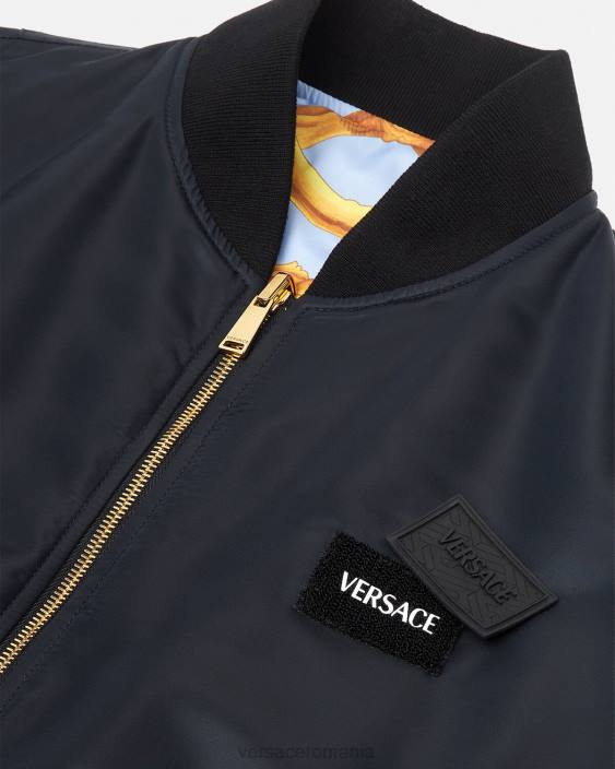 albastru si auriu jachetă bomber reversibilă barocco 660 Versace bărbați îmbrăcăminte 40L61240