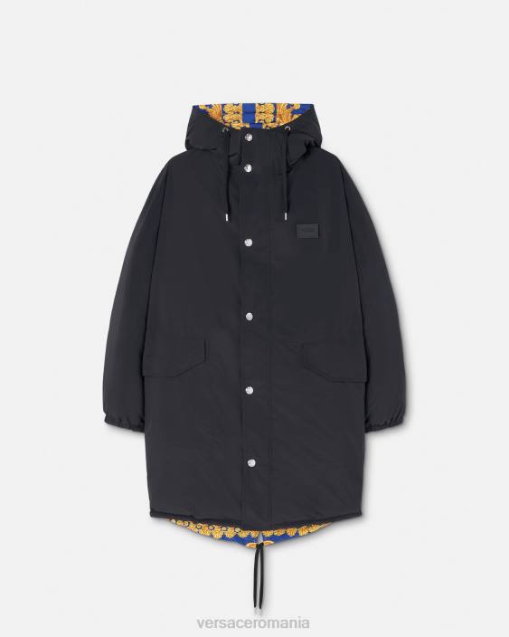 albastru si auriu parka puffer reversibilă barocco 660 Versace bărbați îmbrăcăminte 40L61239