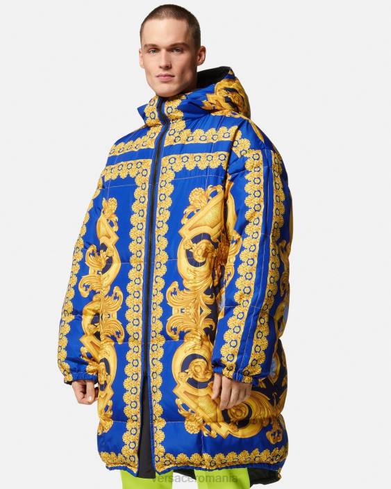 albastru si auriu parka puffer reversibilă barocco 660 Versace bărbați îmbrăcăminte 40L61239