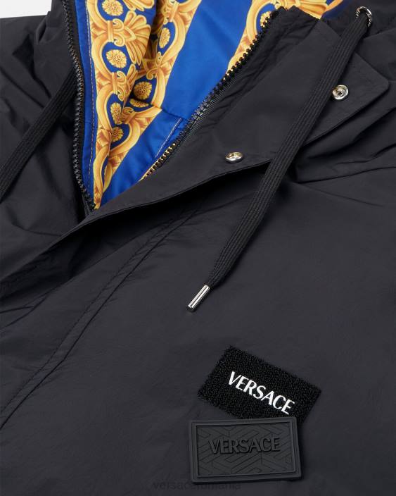 albastru si auriu parka puffer reversibilă barocco 660 Versace bărbați îmbrăcăminte 40L61239