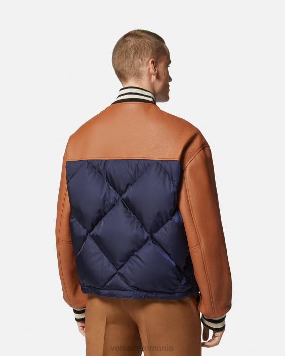 albastru si maro jachetă bomber cu logo-ul varsity Versace bărbați îmbrăcăminte 40L61257