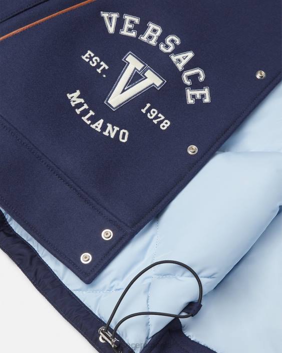 albastru si maro jachetă bomber cu logo-ul varsity Versace bărbați îmbrăcăminte 40L61257
