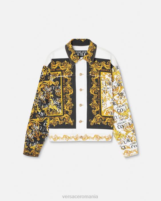 auriu și alb jachetă din denim cu logo Versace bărbați îmbrăcăminte 40L62416