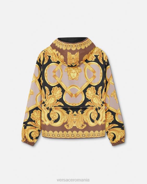 maro și auriu jachetă de vânt barocco 660 Versace bărbați îmbrăcăminte 40L61241