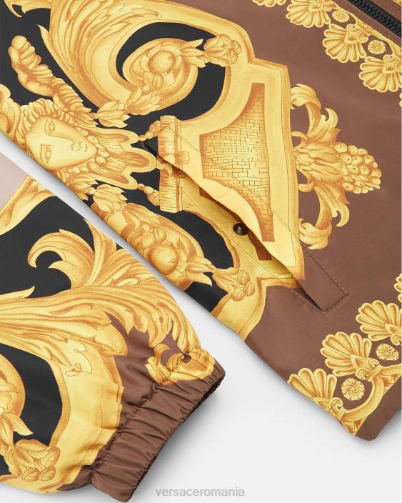 maro și auriu jachetă de vânt barocco 660 Versace bărbați îmbrăcăminte 40L61241