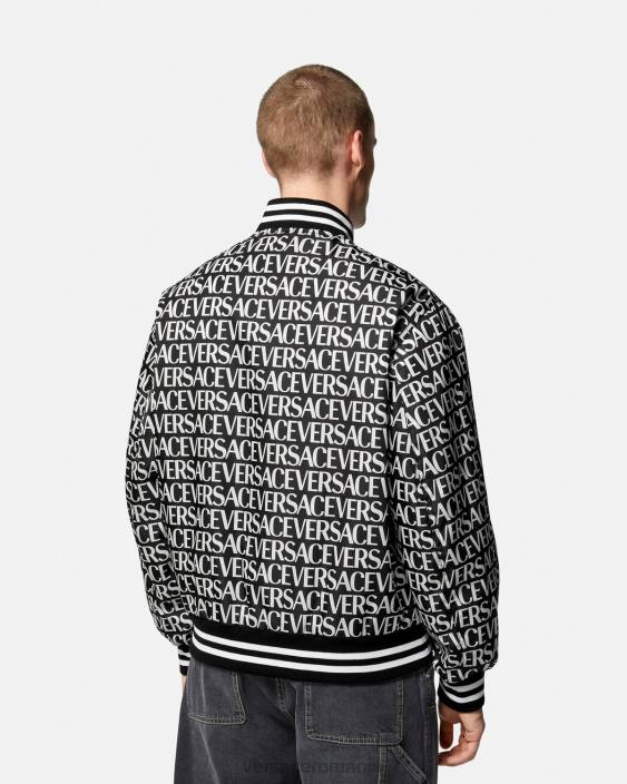 negru și imprimat jachetă bomber peste tot Versace bărbați îmbrăcăminte 40L61238