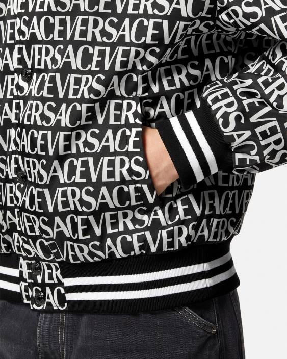 negru și imprimat jachetă bomber peste tot Versace bărbați îmbrăcăminte 40L61238