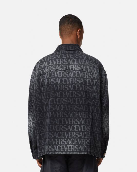 negru și imprimat jachetă din denim peste tot Versace bărbați îmbrăcăminte 40L61224