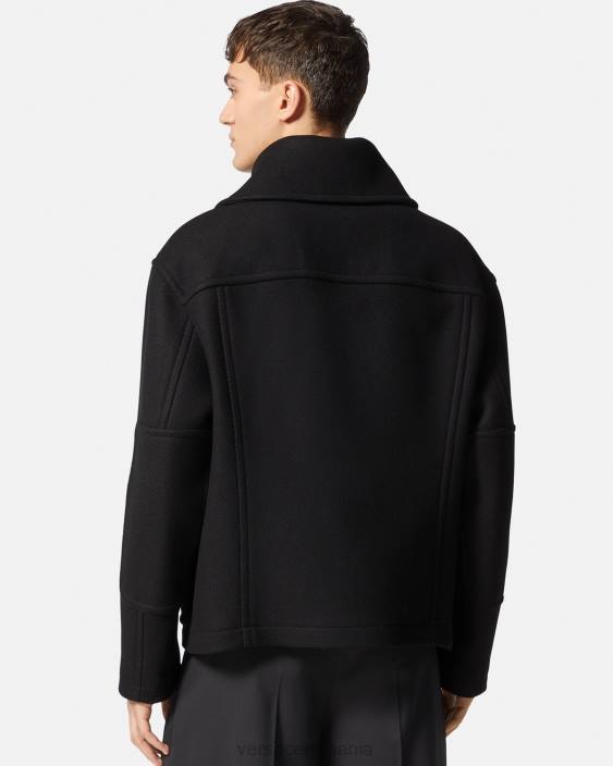 negru jachetă cu bluzon din lână medusa Versace bărbați îmbrăcăminte 40L61251