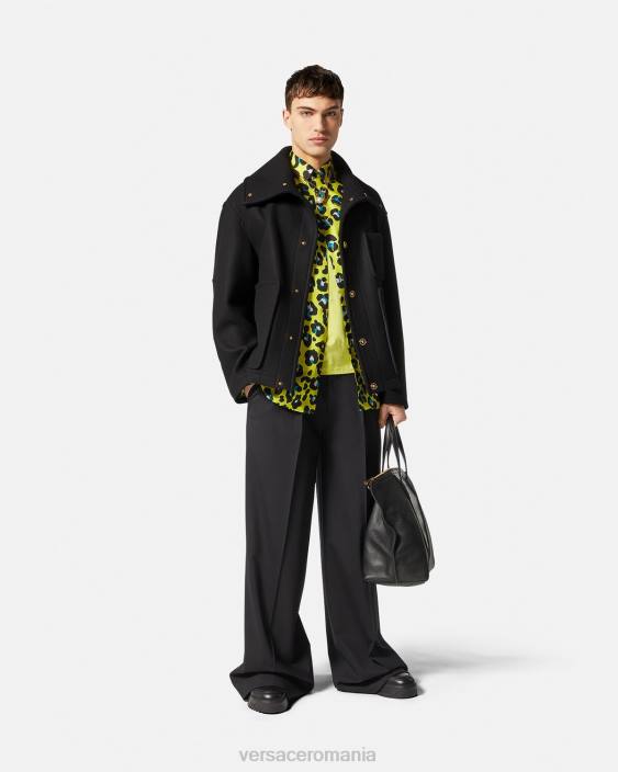 negru jachetă cu bluzon din lână medusa Versace bărbați îmbrăcăminte 40L61251