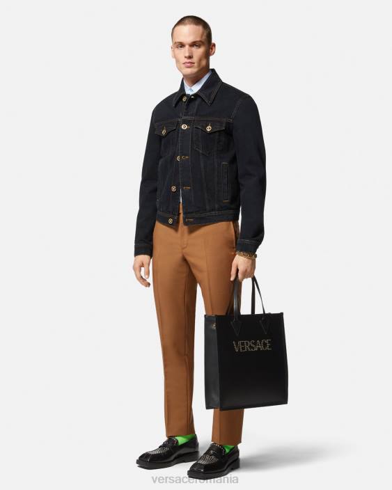 negru jachetă din denim medusa Versace bărbați îmbrăcăminte 40L61252