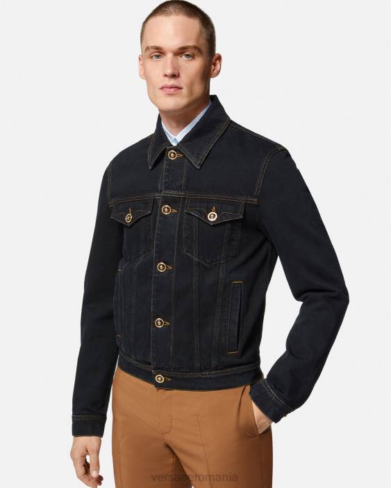 negru jachetă din denim medusa Versace bărbați îmbrăcăminte 40L61252