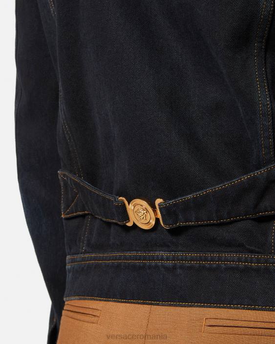 negru jachetă din denim medusa Versace bărbați îmbrăcăminte 40L61252