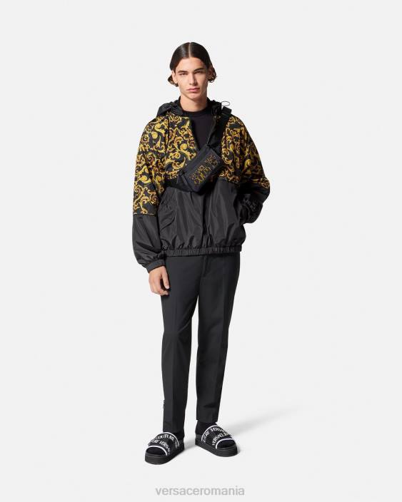 negru si auriu geacă cu glugă sketch couture Versace bărbați îmbrăcăminte 40L62380