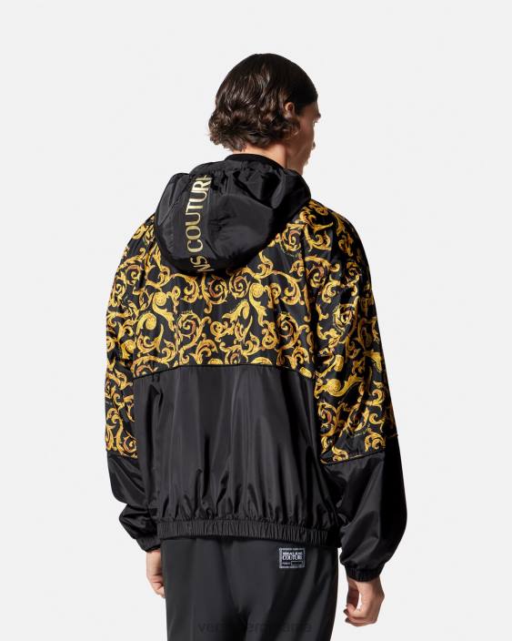 negru si auriu geacă cu glugă sketch couture Versace bărbați îmbrăcăminte 40L62380