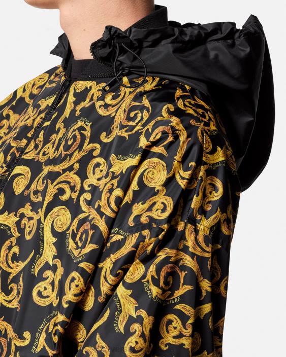 negru si auriu geacă cu glugă sketch couture Versace bărbați îmbrăcăminte 40L62380