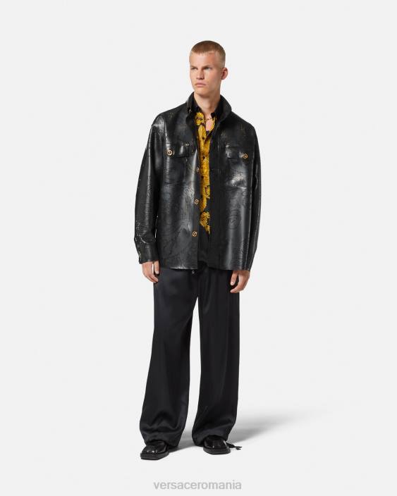 negru supracămașă din latex barocco Versace bărbați îmbrăcăminte 40L61237