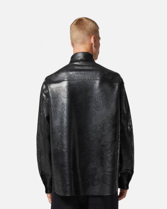 negru supracămașă din latex barocco Versace bărbați îmbrăcăminte 40L61237