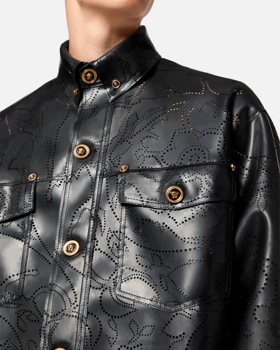 negru supracămașă din latex barocco Versace bărbați îmbrăcăminte 40L61237