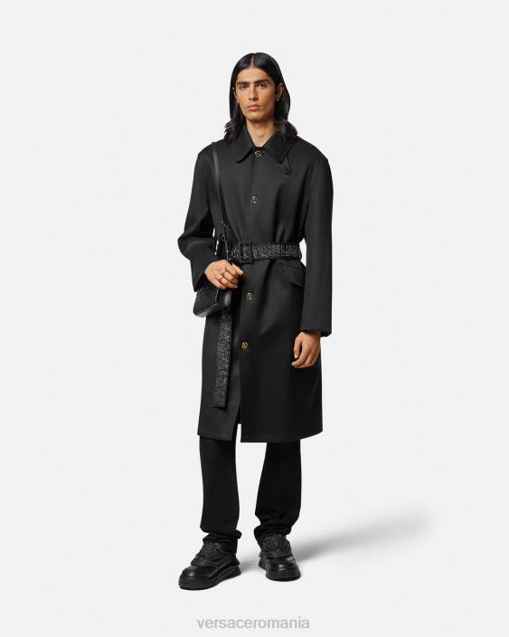 negru trenci cu împodobire Versace bărbați îmbrăcăminte 40L61254