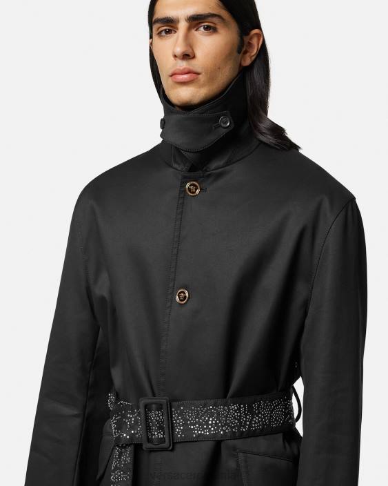 negru trenci cu împodobire Versace bărbați îmbrăcăminte 40L61254