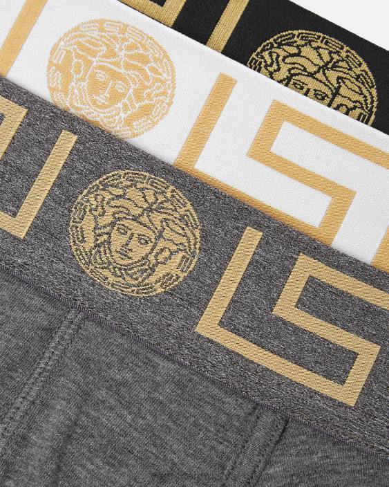 alb & negru & gri trunchi de bordura greca pachet 3 Versace bărbați lenjerie intimă și îmbrăcăminte de plajă 40L61751