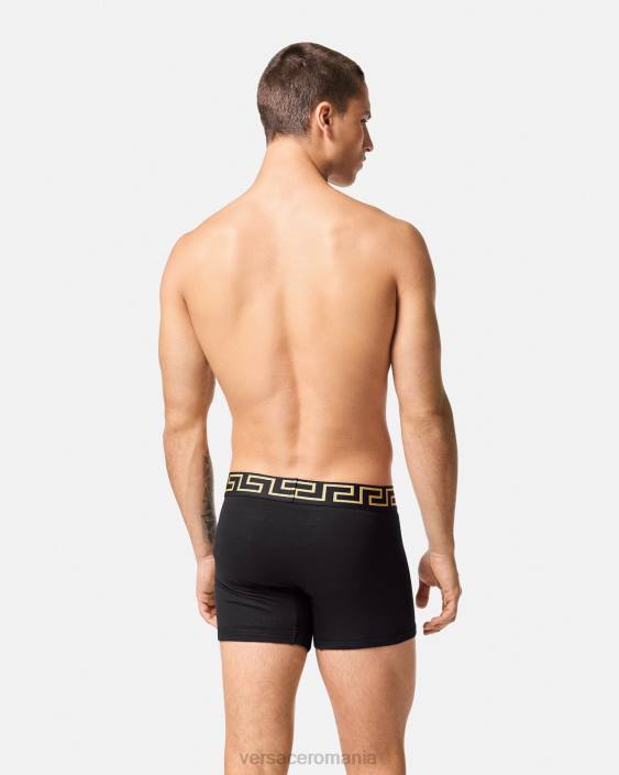 alb negru trunchi lungi cu bordura greca 2-pack Versace bărbați lenjerie intimă și îmbrăcăminte de plajă 40L61763