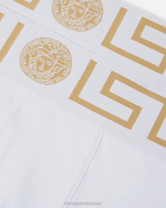 aur alb trunchi lungi cu bordura greca 2-pack Versace bărbați lenjerie intimă și îmbrăcăminte de plajă 40L61762