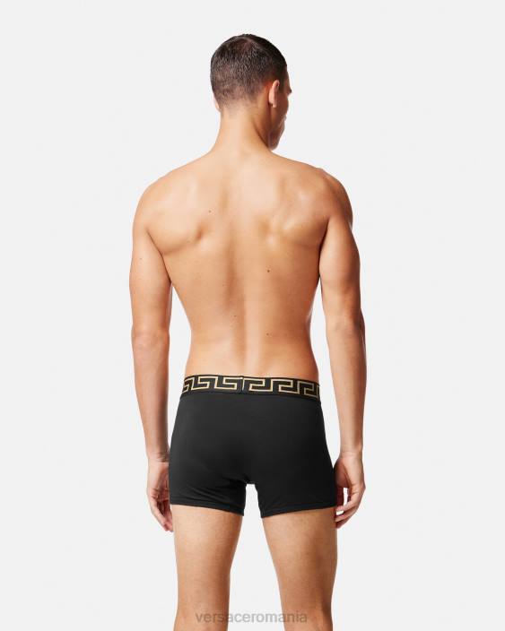 gri si negru trunchi lungi cu bordura greca 2-pack Versace bărbați lenjerie intimă și îmbrăcăminte de plajă 40L61764