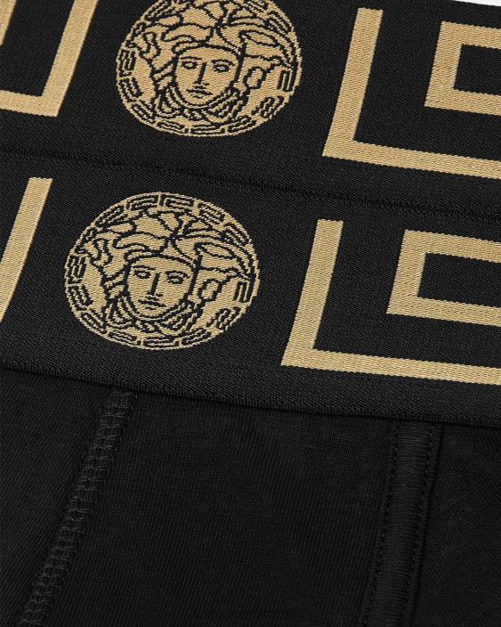 negru trunchi de bordura greca 2-pack Versace bărbați lenjerie intimă și îmbrăcăminte de plajă 40L61753