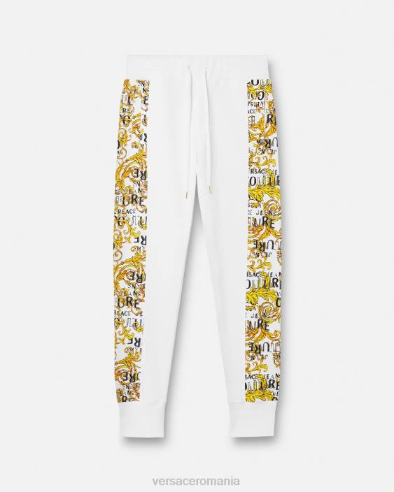 auriu și alb pantaloni de trening cu logo couture Versace bărbați îmbrăcăminte 40L62425