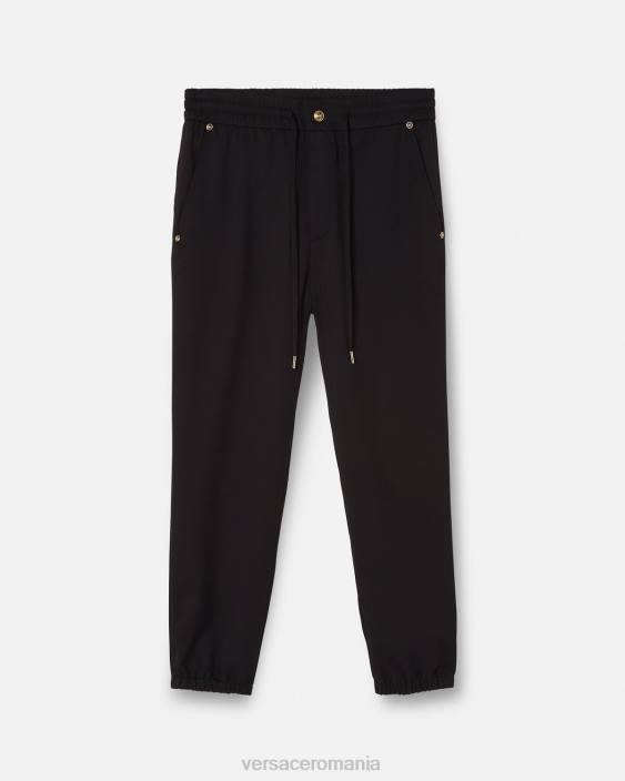 negru pantaloni de trening cu emblema v Versace bărbați îmbrăcăminte 40L62367