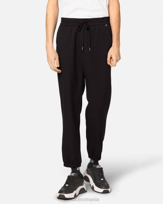 negru pantaloni de trening cu emblema v Versace bărbați îmbrăcăminte 40L62367
