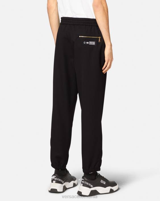 negru pantaloni de trening cu emblema v Versace bărbați îmbrăcăminte 40L62367
