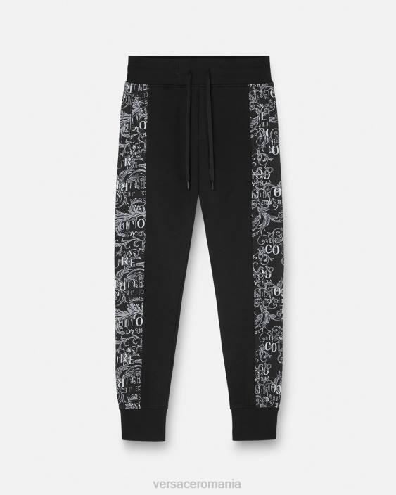 negru pantaloni de trening cu logo couture Versace bărbați îmbrăcăminte 40L62426