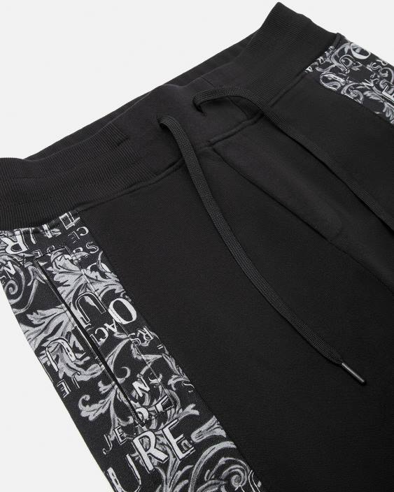 negru pantaloni de trening cu logo couture Versace bărbați îmbrăcăminte 40L62426