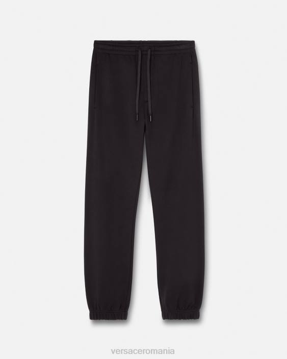 negru pantaloni de trening cu logo trandafiri Versace bărbați îmbrăcăminte 40L62381